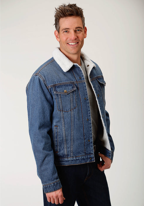 Roper Mens Blue 100% Cotton Denim Sherpa Jacket