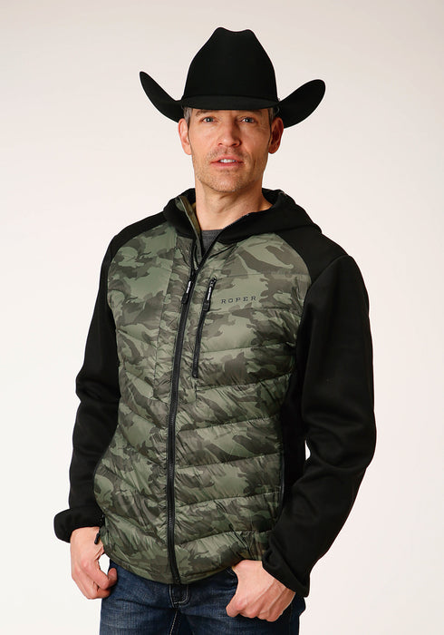 Roper Mens Camo/Black Nylon Down Crushable Jacket