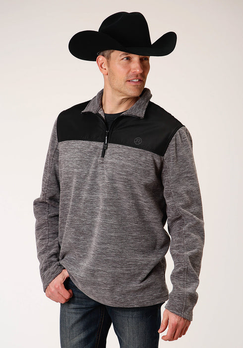 Roper Mens Heather Grey Polyester Micro Fleece Jacket