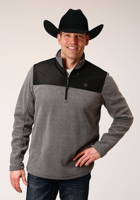 Roper Mens Grey/Black Polyester Micro Fleece Jacket