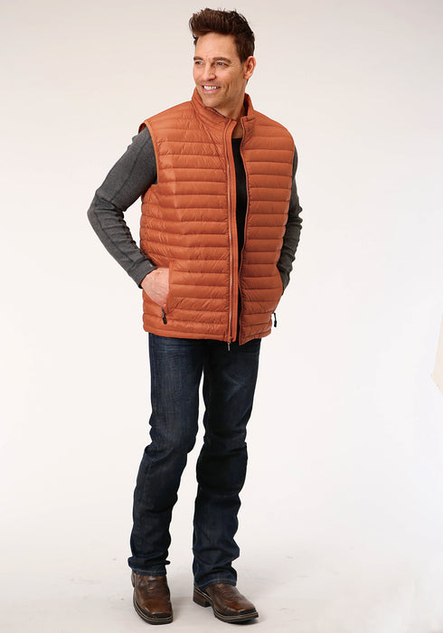 Roper Mens Rust Nylon Down Coated Vest