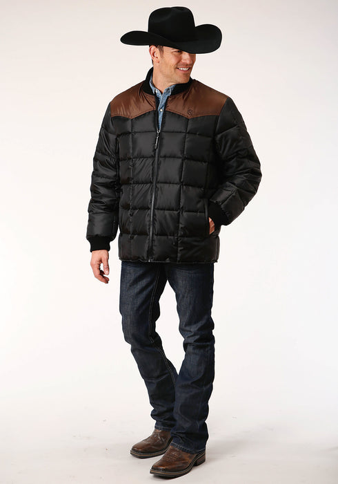 Roper Mens Black/Brown Polyester Insulated Jacket