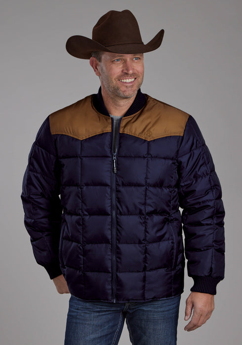 Roper Mens Insulated Western Blue/Tan 100% Polyester Insulated Jacket