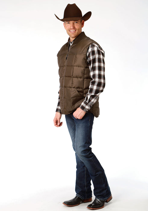 Roper Mens Chocolate Polyester Quilted Insulated Vest