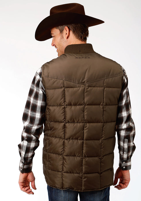 Roper Mens Chocolate Polyester Quilted Insulated Vest