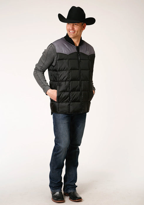 Roper Mens Black Polyester Quilted Insulated Vest