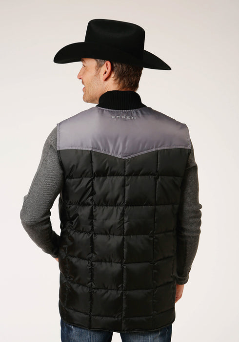 Roper Mens Black Polyester Quilted Insulated Vest