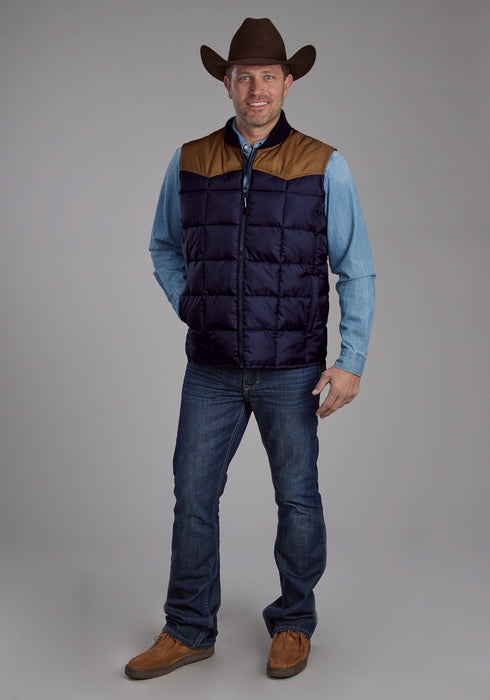 Roper Mens Insulated Western Blue/Tan 100% Polyester Softshell Vest