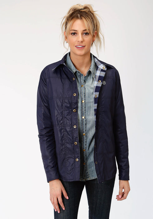 Roper Womens Navy/White Polyester Reversible Jacket