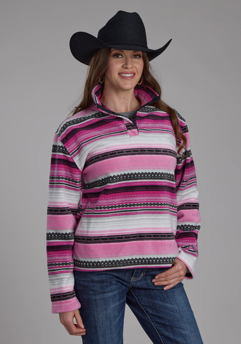 Roper Womens Aztec Stripe Pink/Purple 100% Polyester Fleece Jacket