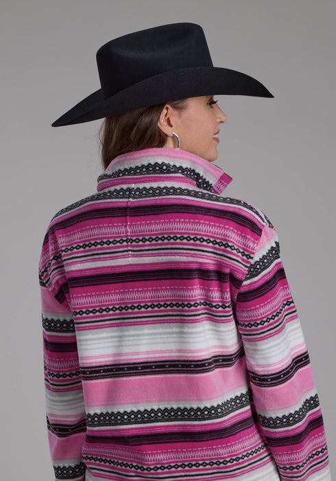 Roper Womens Aztec Stripe Pink/Purple 100% Polyester Fleece Jacket