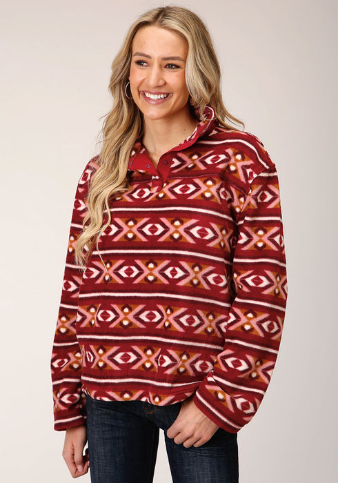 Roper Womens Berry Polyester Aztec Fleece Jacket