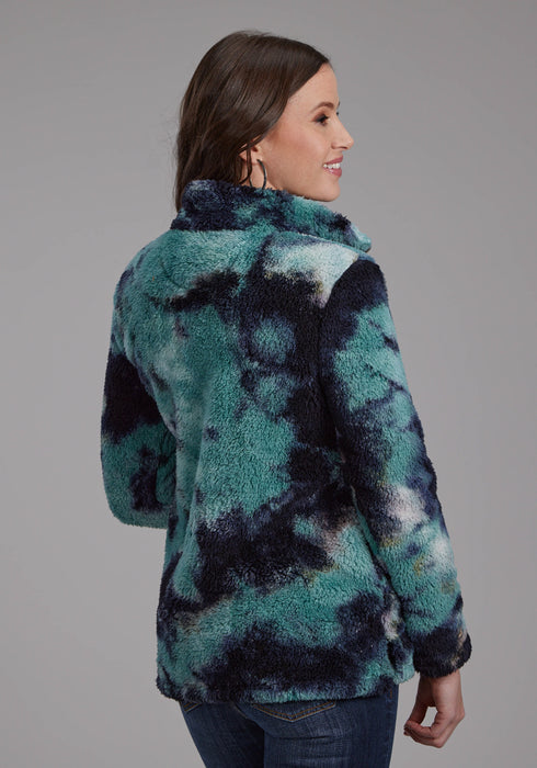 Roper Womens Tie Dye Polar Blue 100% Polyester Fleece Jacket