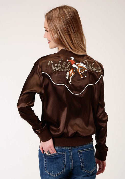 Roper Womens Brown Polyester Wild West Bomber Jacket