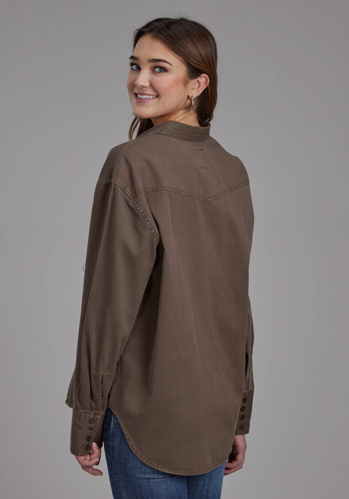 Roper Womens Pigment Dyed Oversized Brown 100% Cotton Cotton Jacket