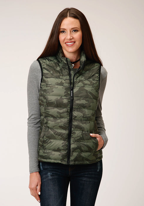 Roper Womens Camo Nylon Parachute Down Filled Vest