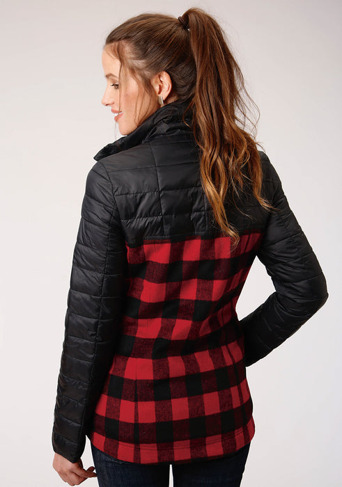 Roper Womens Black/Buffalo Plaid Nylon Crushable Jacket