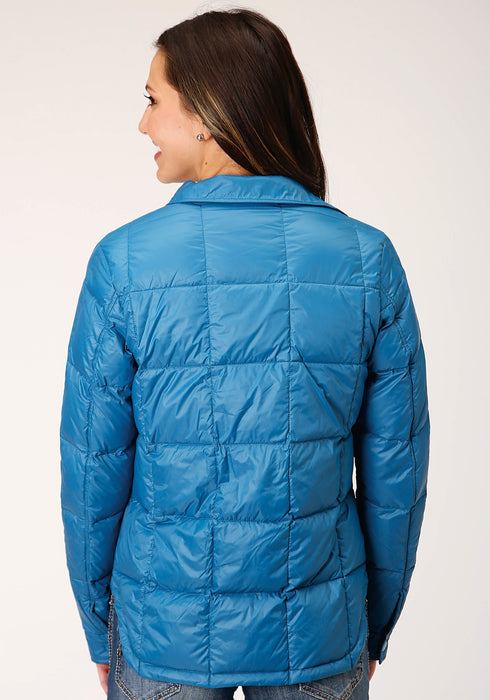 Roper Womens Teal Blue Nylon Parachute Down Fill Jacket