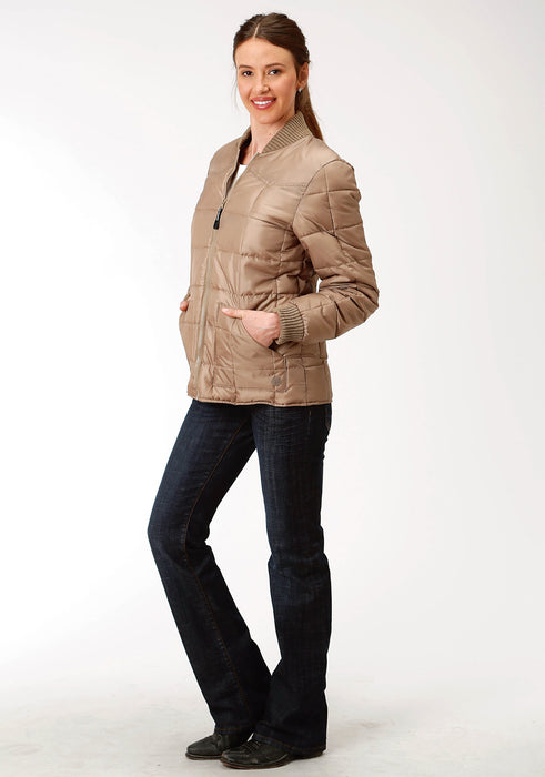 Roper Womens Khaki Polyester Quilted Insulated Jacket