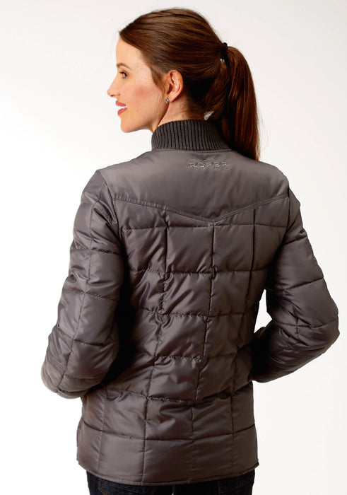 Roper Womens Grey Polyester Quilted Insulated Jacket