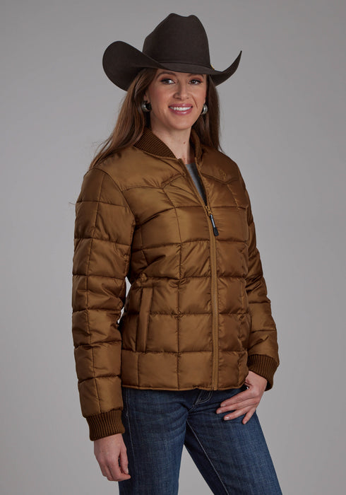 Roper Womens Poly Filled Western Caramel 100% Polyester Insulated Jacket