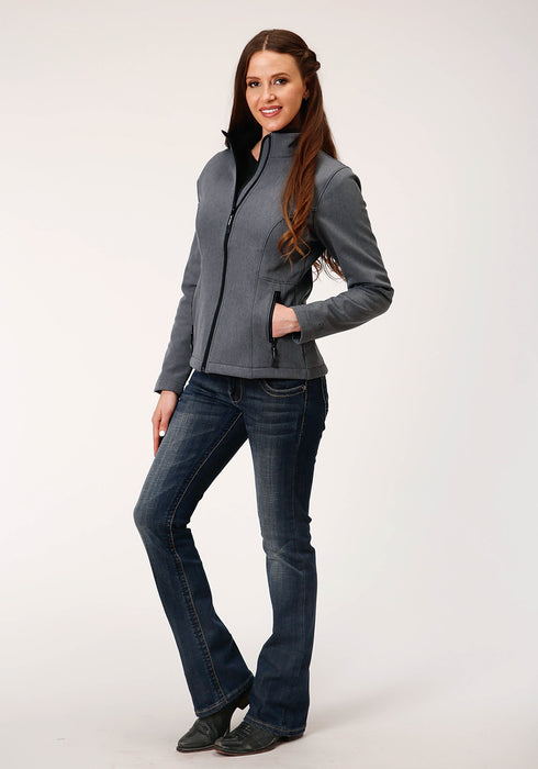 Roper Womens Heather Grey Polyester Softshell Zip Jacket