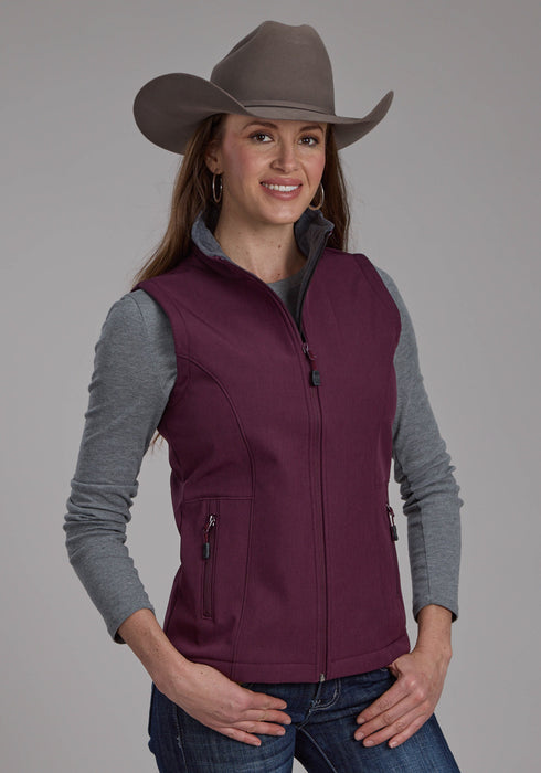 Roper Womens Technical Fleece Wine Polyester Softshell Vest