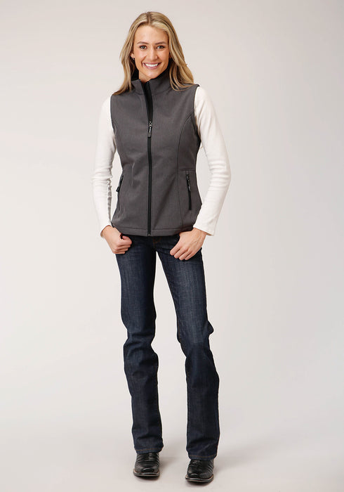 Roper Womens Heather Grey Polyester Softshell Fleece Vest