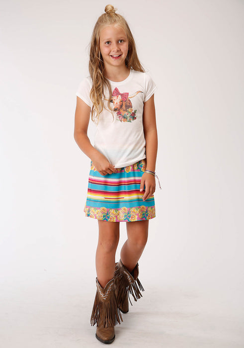 Roper Girls Kids Multi-Color Rayon/Nylon Serape Print Skirt