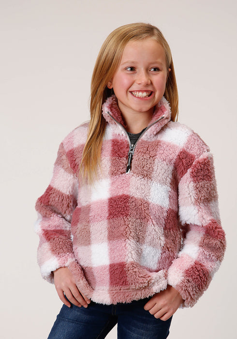 Roper Girls Pink/White Polyester Polar Fleece Jacket