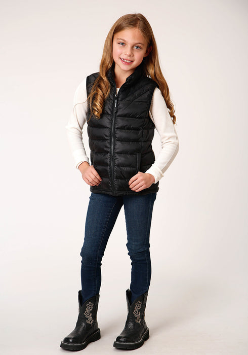 Roper Girls Black Nylon Parachute Insulated Vest