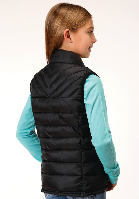 Roper Girls Kids Black Nylon Crushable Poly Filled Vest