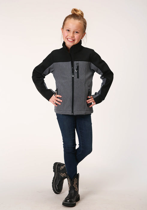 Roper Girls Grey/Black Polyester Softshell Jacket