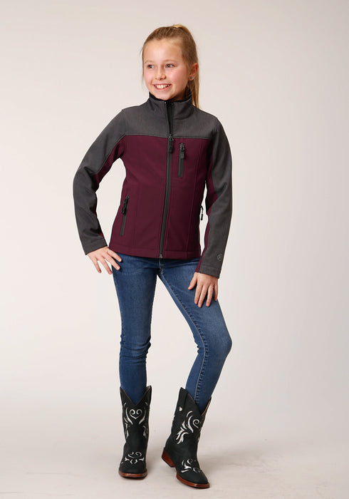 Roper Girls Kids Wine/Grey Polyester PCD Softshell Jacket