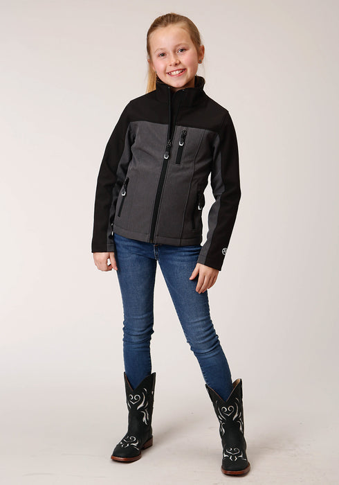 Roper Girls Kids Grey/Black Polyester PCD Softshell Jacket