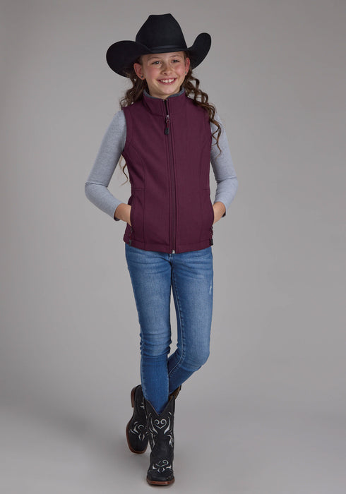 Roper Kids Girls Hi Tech Fleece Wine Polyester Softshell Vest