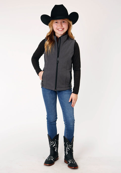 Roper Girls Kids Heather Grey Polyester Softshell Vest