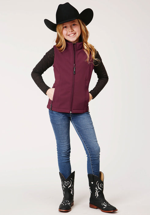 Roper Girls Kids Wine Polyester Softshell Vest