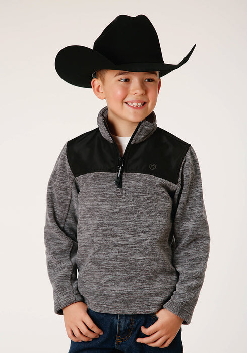 Roper Boys Heather Charcoal Polyester Micro Fleece Jacket