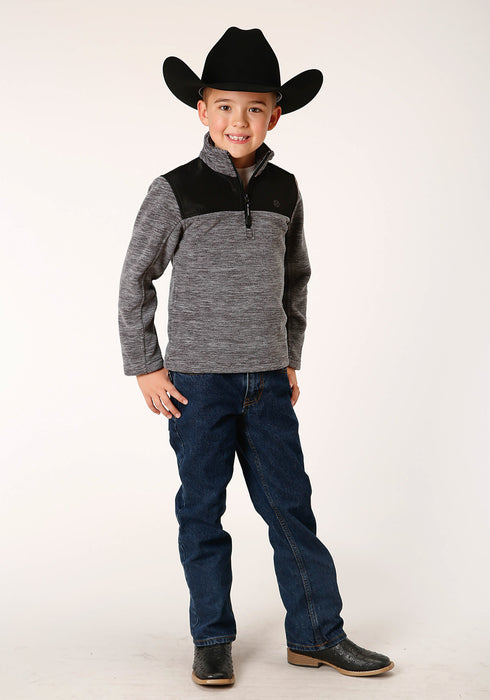 Roper Boys Heather Charcoal Polyester Micro Fleece Jacket