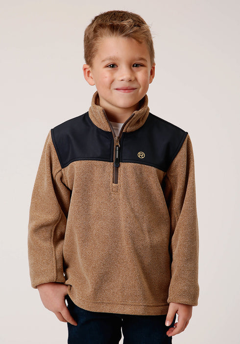 Roper Boys Kids Brown/Black Polyester Micro Fleece Jacket