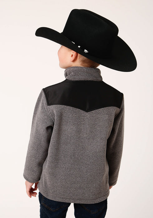 Roper Boys Kids Grey/Black Polyester Micro Fleece Jacket