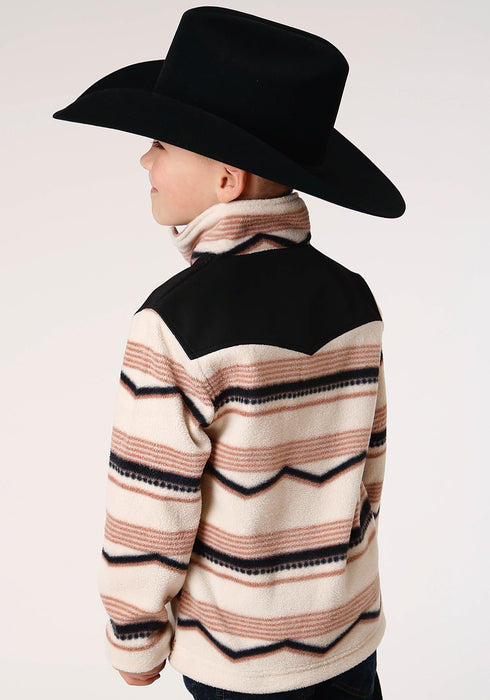 Roper Boys Kids Cream/Black Polyester Horizontal Aztec Jacket