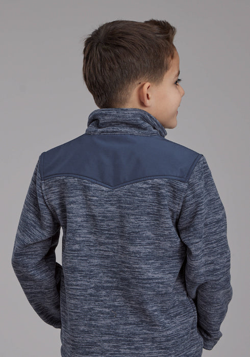 Roper Kids Boys Lightweight Micro Blue/Grey 100% Polyester Fleece Jacket