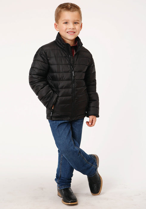 Roper Boys Kids Black Nylon Crushable Poly Filled Jacket