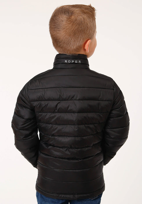 Roper Boys Kids Black Nylon Crushable Poly Filled Jacket