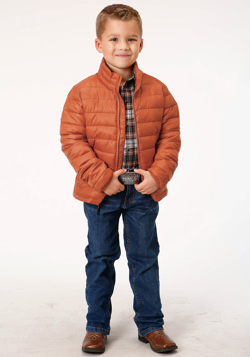 Roper Boys Kids Rust Nylon Crushable Poly Filled Jacket