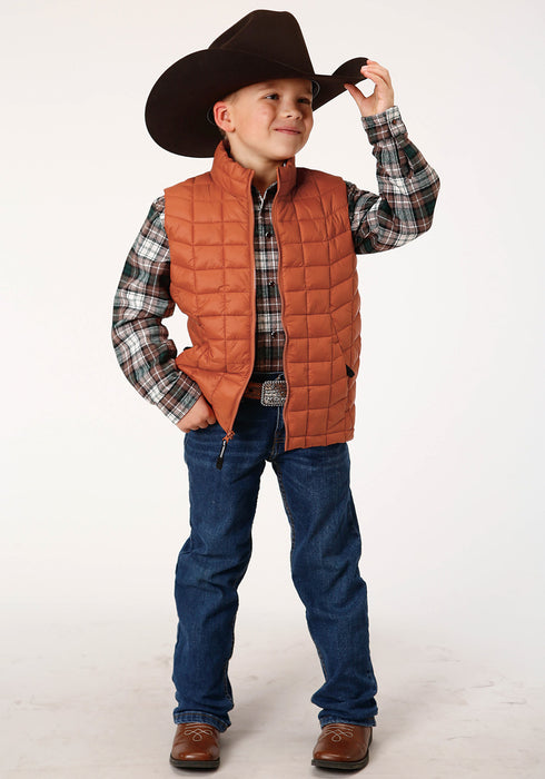 Roper Boys Kids Rust Nylon Crushable Poly Filled Vest