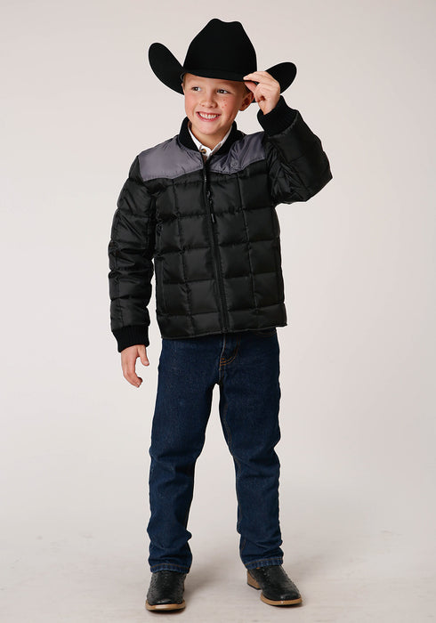 Roper Boys Black/Grey Polyester Insulated Western Jacket