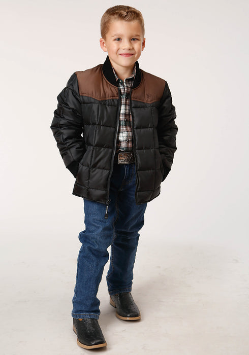 Roper Boys Kids Black/Brown Polyester Western Insulated Jacket